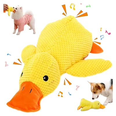 Produktbild von Anti-Stress-Ente für Hunde, interaktives Spielzeug, unzerstörbar, Quietschspielzeug, Kuscheltier für Hunde, geeignet für kleine, mittlere und große Hunde - Gelb