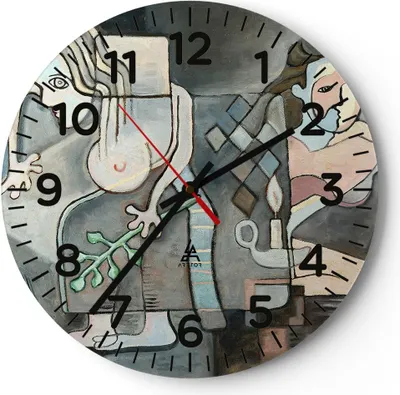 Produktbild von Wanduhr - Rund - Glasuhr - Abstraktion modern - 40x40cm - Schleichendes Uhrwerk - Lautlos - zum Aufhängen bereit - Dekoration Modern - Wanddekoration aus Glas - C4AR40x40-3740