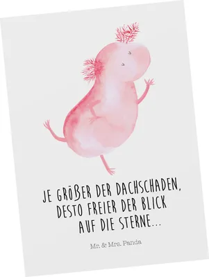 Produktbild von Mr. & Mrs. Panda Postkarte Axolotl Tanzen - Weiß - Geschenk, Postkarten, Sterne, Fotokarte, gut Gelaunt, Grußkarte, Lurche, Ansichtskarten, Lurch, Ansichtskarte, Freundin