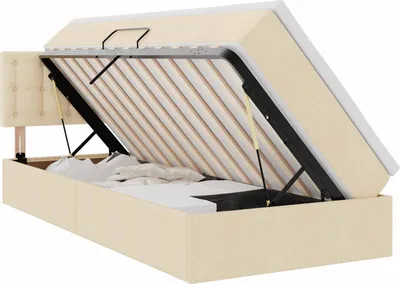 Image de Lit avec rangement et matelas avec matelas Crème 90 x 190 cm