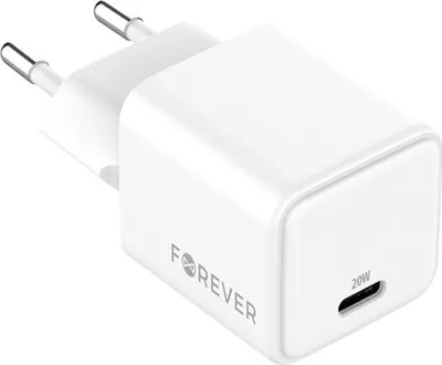 Immagine prodotto di Caricabatterie rapido Forever TC-08 GaN 20 W USB-C Power Delivery – Bianco