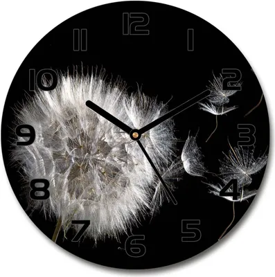 Produktbild von Wanduhr aus Glas 30fi Glasbild Glasuhr Gehärtetes Glas - schwarze-zeiger - Dandelion
