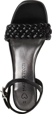 Produktbild von MARCO TOZZI Damen Sandale Flechtmuster Blockabsatz Metallic Textil 2-28390-44, Größe:39 EU, Farbe:Schwarz