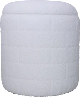Image de Tabouret WOHNLING avec espace de rangement 40x40x45 cm Tabouret rond en tissu blanc avec couvercle amovible Tabouret de rangement rembourré Tabouret d'appoint moderne