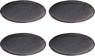 Immagine prodotto di Leonardo Matera set di 4 piatti in Vetroceramica lavabili in lavastoviglie, piatti per pizza con smalto, 4 piatti tondi in gres, Ø 32 cm, grigio, 018605