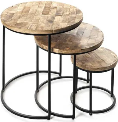 Produktbild von Rousseau 3-tlg. Beistelltisch-Set Leo Holz Magnolie