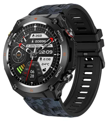 Obrázok produktu pre Inteligentné hodinky pre outdoorové aktivity s integrovaným GPS a kompasom, viac ako 100 športových režimov, vodotesnosť do 10 m, kamuflážová čierna farba