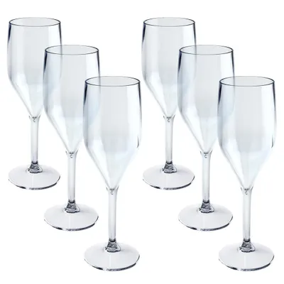 Produktbild von DoimoFlair Sektglas aus Plastik Bruchsicher Sektkelch Proseccoglas 15 cl. Transparent
