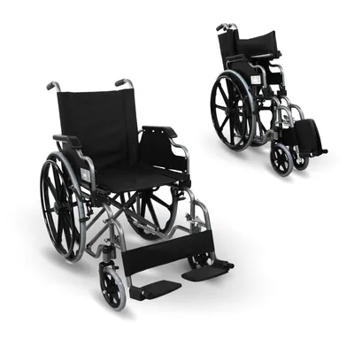 Productafbeelding van Mobiclinic, inklapbare rolstoel, Giralda, rolstoel voor senioren en mensen met een beperking, verstelbare armleuningen en afneembare voetsteunen, zwart, zitbreedte 46 cm