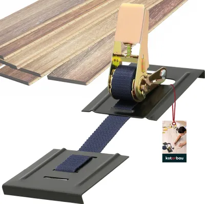 Produktbild von KOTARBAU® Bodenbelag Spanngurt 5m zum Verlegen von Bodenpaneelen Parkett Laminat Spanngurt