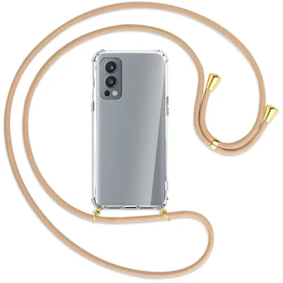 Produktbild von Handykette Backcover-Schutzhülle mit Band (Metall goldfarben) für OnePlus Nord 2 5G - beige