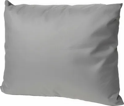 A plain gray cushion is shown against a white background.