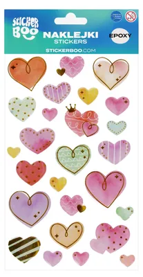 Obrázek produktu pro Epoxidové samolepky Srdíčka 10 x 20 cm Sticker Boo 493725