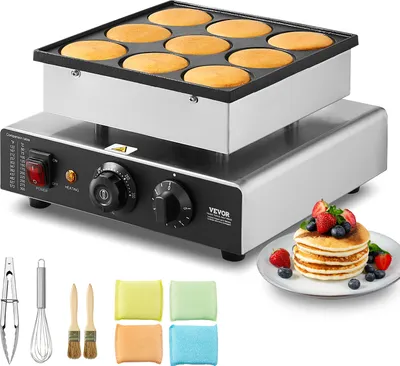 Obrázok produktu pre VEVOR mini palacinkovač komerčný holandský mini palacinkovač, 9 ks, priemer 76 mm, stroj na pečenie dorayaki, 850 W, regulácia teploty a času, do kuchýň, kaviarní a reštaurácií