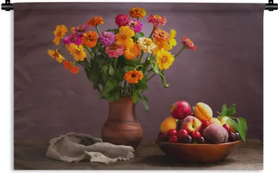 Produktbild von MuchoWow® Wandteppich Wandbehang Stillleben - Sommer - Farben 60x40 cm Tapisserie Dekoration Wandtuch - Wanddekorationen