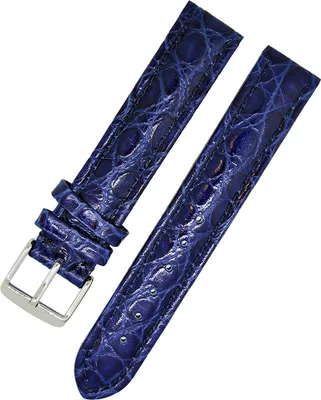 Produktbild von Uhrenarmband Kalbleder blau 20mm Kroko Struckturleder