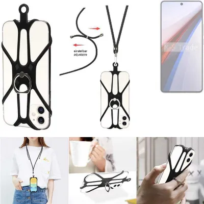 Produktbild von K-S-Trade 3in1 Handykette Handyband Handykordel Halsband Smartphone-Ring Handy-Ring kompatibel mit Vivo IQOO 12 Fingerhalterung Handyring