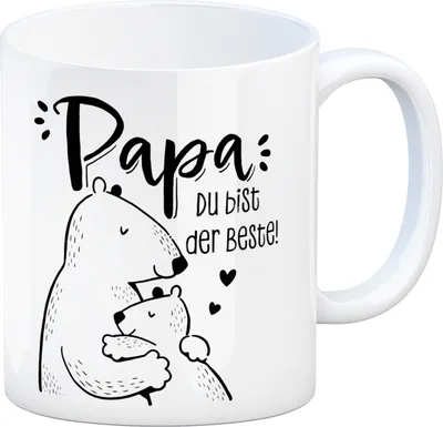 Produktbild von Papa Bär Geschenk Geburtstag Kaffeebecher mit Spruch Papa du bist der Beste