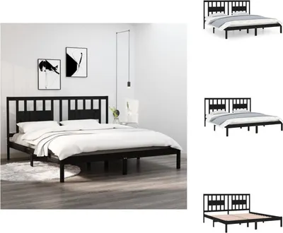 Produktbild von vidaXL Massivholzbett Schwarz Kiefer 200x200 cm -  Betten & Bettgestelle