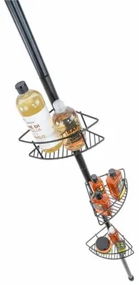 Produktbild von Duschablage Eckregal mit Klemmbefestigung schwarz matt Edelstahl