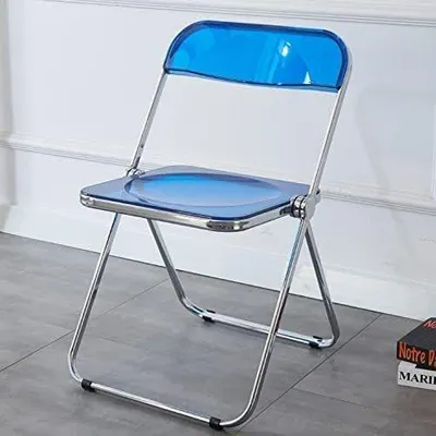 Obrázek produktu pro Skládací židle z průhledného akrylu s chromovým rámem - Moderní design - 48.5x48x75.5 cm