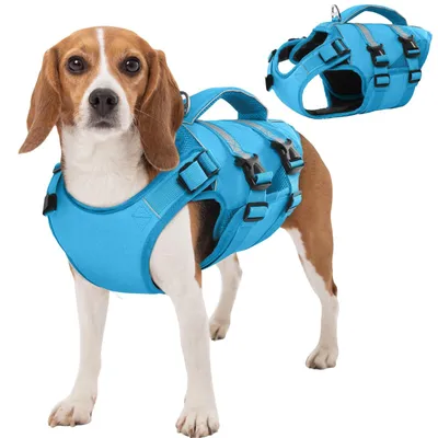 Produktbild von Hunderettungsweste Schwimmweste für Hunde - Verstellbar - Reflektierend - Blau, Größe L
