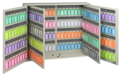 Schlüsselkasten 256 Positionen mit Schloss, beige, MDF