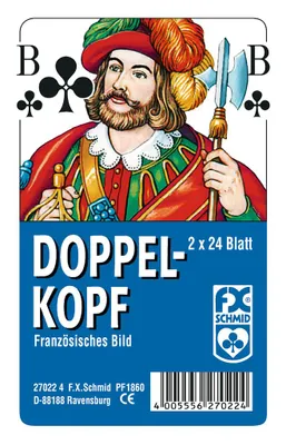 Produktbild von 2 x 24 Blatt Ravensburger Spielkarten Doppelkopf Französisches Bild Etui 27022