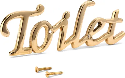Produktbild von NKlaus Türschild Toilet aus Messing gold Toilettenschild 15x5cm WC Dekoration Schilder 11759