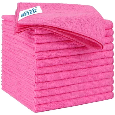 Produktbild von Mikrofasertücher Rosa 12 Stück, Wiederverwendbare Reinigungstücher, Fusselfrei, Waschbar, 32 x 32 cm