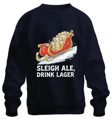 Produktbild von Sleigh Ale Drink Lager Weihnachten Bier Geschenk Santa Sweatshirt Pullover, Navy, L