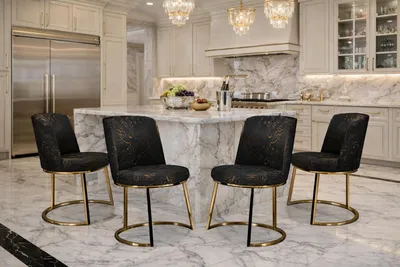 Immagine prodotto di Eleganti sedie decorative in velluto nero con dettagli dorati