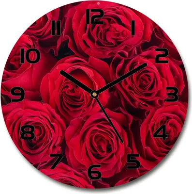 Produktbild von Wanduhr aus Glas 30fi Glasbild Glasuhr Gehärtetes Glas - schwarze-zeiger - Roses