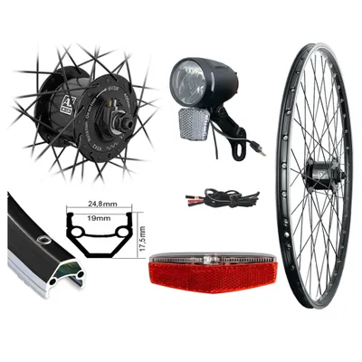 Produktbild von 28 Zoll Set Vorderrad Laufrad Nabendynamo LED-Licht 80 Lux Standlicht StVZO Rad
