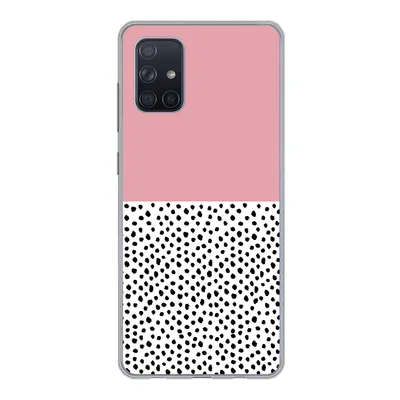 Produktbild von MuchoWow® Handyhülle Schutzhülle Hülle für Samsung Galaxy A51 Polka dots - Schwarz - Rosa Silikon Softcase Handy Hülle - Schutzabdeckung
