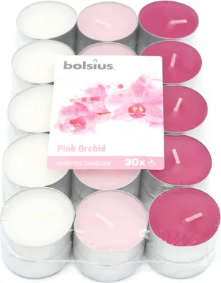 Produktbild von Duft-Teelichter, mehrfarbig, Pinke Orchidee, BOLSIUS, Ø38 mm, Brenndauer ca. 4h, 30 Stück pro Verpackung
