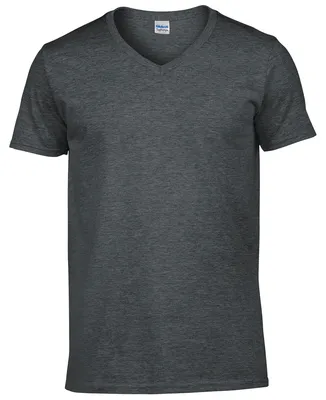 Produktbild von Gildan Herren Soft Style T-Shirt, V-Ausschnitt, Kurzarm FK399 (L) (Dunkelgrau meliert)