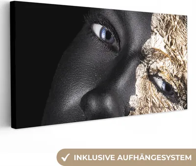 Obrázek produktu pro OneMillionCanvasses® - Plátno - Žena - Zlatá - Černá - Barva - Luxusní, nástěnná malba, nástěnné dekorace obrazy obývací pokoj, 80x40cm