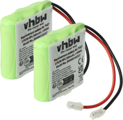 Produktbild von vhbw 2x Akku kompatibel mit Digi-Phone RCL950 schnurlos Festnetz Telefon (300 mAh, 3,6 V, NiMH) Grün