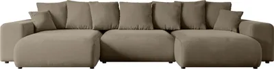Produktbild von ALTDECOR Ecksofa mit Schlaffunktion und Bettkasten Corner Sofa Eckcouch Couch U-Form universal, links/rechts angeordnet Schlafcouch Ausziehbar Wohnlandschaft ESKAR-U -364x176x72 cm Braun