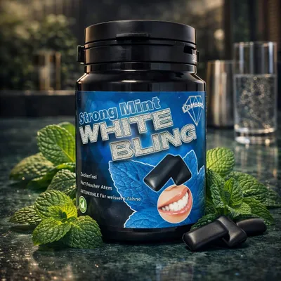 Produktbild von White Bling - Aktivkohlekaugummi Strong Mint by Pietro Lombardi