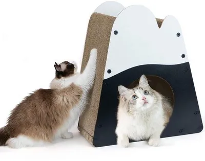 Productafbeelding van Krabplank, 50 cm hoog, met een bergachtige ligplaats voor katten, stevig en geschikt voor grote katten