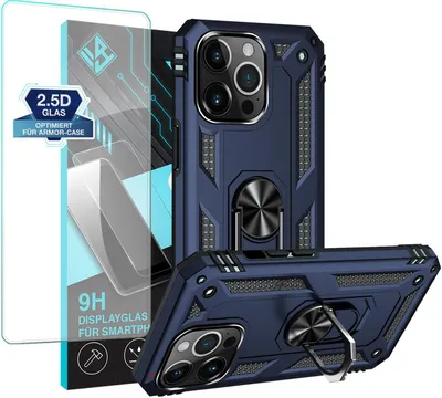 Produktbild von Armor Outdoor Handyhülle für Apple iPhone 13 Pro Max Handy Panzer Case Schutzhülle mit 9H Displayglas Displayschutz Farbe: Blau