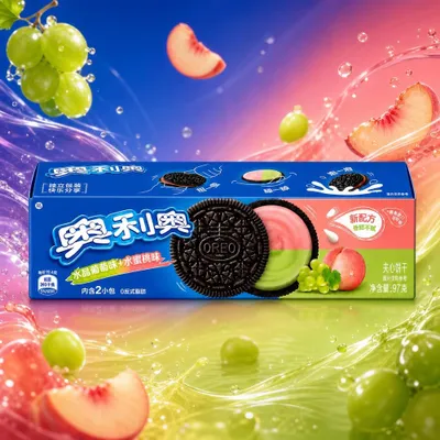 Immagine prodotto di Biscotto Oreo Sandwich Uva e Pesca 97g (CINA)