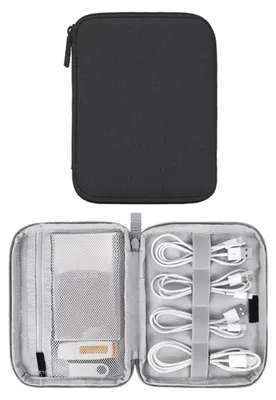Kabel-Organizer-Tasche, groß, 18,5 x 14 cm, schwarz, wasserdicht