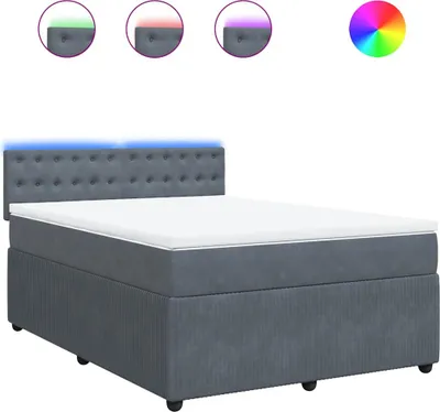 Produktbild von vidaXL Boxspringbett mit Matratze Dunkelgrau 160x200 cm Samt