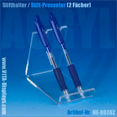 Produktbild von Stifthalter / Stift-Presenter aus Acryl (2 Fächer) (50 Stück)