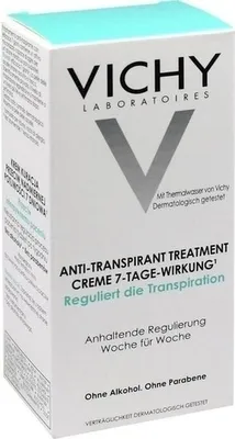 A product box for Vichy anti-transpirant cream.