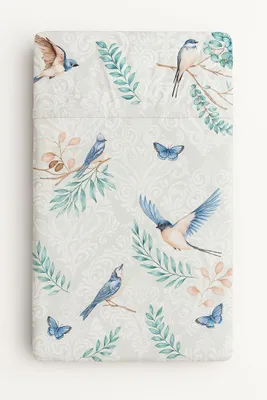 Produktbild von Baumwoll-Spannbettlaken für Kinderbett 120x60 cm - blaue Vögel