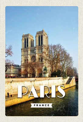 Produktbild von vianmo Holzschild 30x20 cm Paris Frankreich Notre-Dame